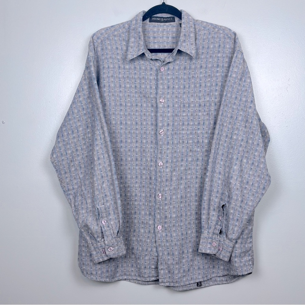 Jhane Barnes Men's 100% Cotton Long Sleeve Button Down Size L; Retro, Geometric